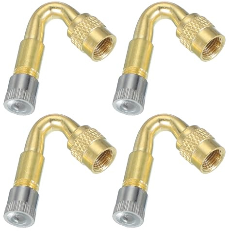 PATIKIL 45 Grad Ventilverlängerung, 4 Stück Universal Reifenventilverlängerungen Adapter Kompatibel für Autos Fahrräder Motorräder Anhänger Wohnmobile Freizeitfahrzeuge, Gold