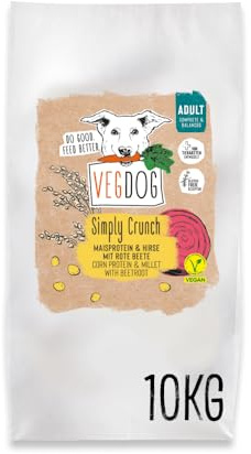 VEGDOG Simply Crunch Nourriture sèche hypoallergénique (10 kg) | Chiens adultes | Sans gluten ni soja, bien toléré, faible en purine | Aliment complet pour les personnes allergiques avec protéines de
