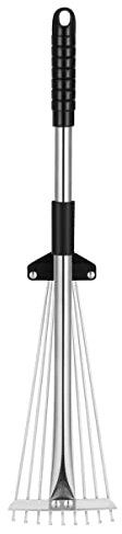 Didiseaon Rastrello Fogliare Rastrello Per Foglie Da Giardino Professionale Rastrello Da Giardinaggio Strumento Rastrello Per Foglie Rastrello Da Giardino Retrattile Chiaro Acciaio Silver
