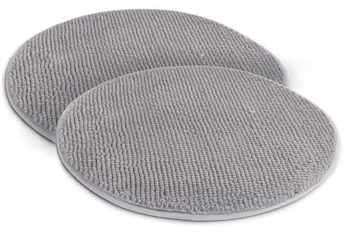 Level One Badematte Hell-Grau 2 Stück Rund, weiches saugstarkes Polyester, Badeteppich rutschfest & schnelltrocknend, Fußbodenheizung geeignet, 1.000 GSM Ø 55 cm