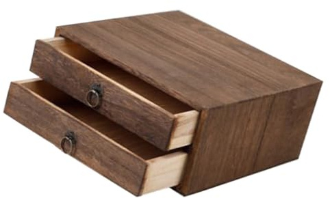 STOBAZA Scatola Da Tè Pu'er in Legno Massello Cassetti Multipli, Conservazione Igienica e Traspirante Per Casa e Sala Da Tè, Design Vintage a Due Strati