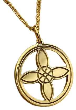 LKBEADS Halskette aus 925er Sterlingsilber| 22–24 mm| 45|7 cm lange Kette| keltische Knotenkette Hexenknotenkette| Anhänger handgefertigter Schmuck Vergoldung| L_02322