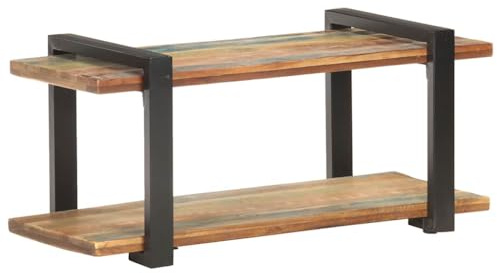 HETFTJN TV-Schrank 90x40x40 cm Industrie-Design aus Recyceltes Massivholz und Stahlbeinen Lowboard Sideboard Couchtisch stabil und platzsparend für Wohnzimmer Flur und Büro
