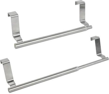 HMIEPRS 2Pcs Over Door Towel Rail, Extendable 22-35cm, Sliver