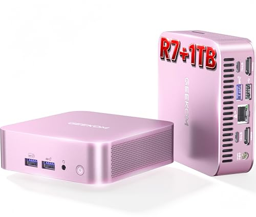 GEEKOM A6 Mini PC Aurora avec AMD Ryzen 7 6800H(Jusqu’à 4,7 GHz), 1To SSD | AMD Radeon 680M, 1To SSD, 16 Go DDR5(Évolutif), USB4, Quad Display, 6xUSB, SD, 2,5G LAN, WiFi 6E, Gaming, Bureau, Multimédia