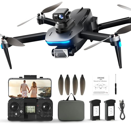 HYTOBP S162 Drone with Camera 4k HD, GPS Drone for Beginners, 90° Adjustable Motorized, Automatic Return, Gesture Photo/Video, 5G WiFi Transmission, Gifts for Boys(Black)