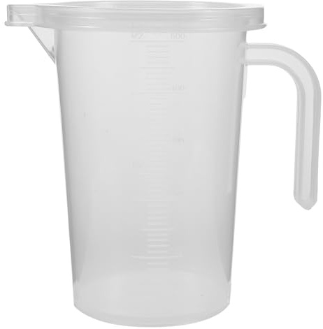 MUELODSIC Juego de 6 Tazas Medidoras de Plástico Transparente de 500 Ml con Tapa y Asa Ergonómica Vaso Medidor Graduado para Líquidos con Marcas Claras Adecuado para Cocina y Uso