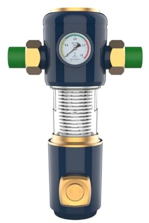 FUBESK Rückspülfilter für Haushaltswassersystem, 40 Edelstahl Vorfilter mit 360 Rotationsreinigung, Schwarz oder Weiß