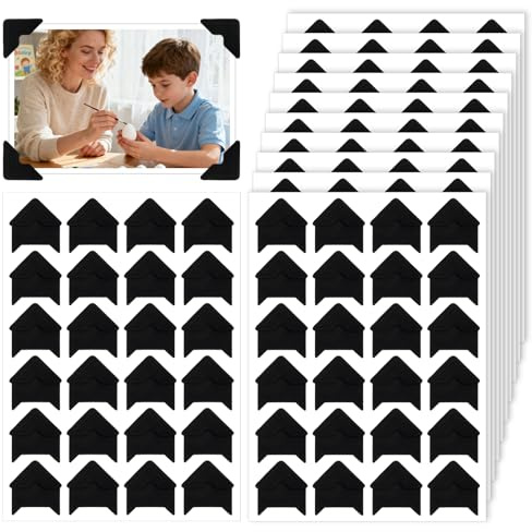 ADLABLD 240 Stück Fotoecken Selbstklebend,10 Blatt Fotoecken für Fotoalbum,Dekorativ Foto Ecken Fotoecken,für DIY Scrapbooking Fotoalbum(Schwarz)