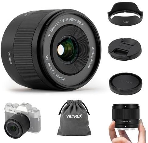 VILTROX 15mm F1.7 Air STM autofokus objektiv för Fuji XF monteringskameror APS-C lins vidvinkelobjektiv med stor bländare kompatibel med Fuji X-T30II X-T4 X-T30 X-S10 X-T200 X-T3 X-T20 X-T1