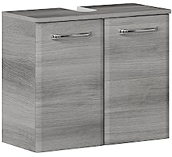 Pelipal Waschbeckenunterschrank Quickset 328 in Graphit Struktur quer Nachbildung, 60 cm breit | Waschbeckenschrank ohne Waschbecken mit 2 Türen