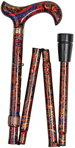 Gehstock Fashion-Derby Ceylon, bunt, farbig elegant, Acrylgriff, Stock stabiles Leichtmetall orientalisches Design, höhenverstellbar 82-92 cm, Gummipuffer