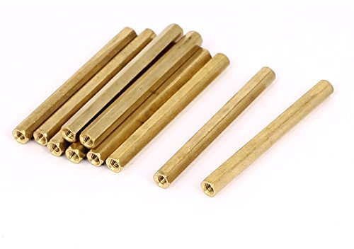 sourcing map 10 Stück M3 x 50mm Innengewinde Messing Sechskant Abstandshalter Säulen Abstands Mutter
