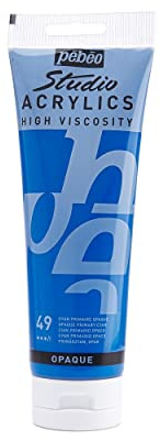 Pébéo - Acrylic Fine Studio Acrylics - Acrylfarbe für Künstler - Farbe für Profis und Anfänger - Leuchtende und pigmentierte Farbe - Cyan Grundierung Opak - 250 ml
