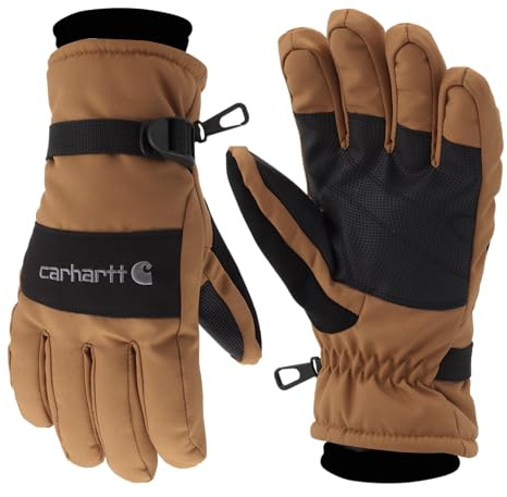 Carhartt Men's Waterproof Insulated Knit Cuff Glove, Brown Black, Large