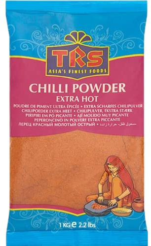 TRS Chilipulver Extra Scharf - 100% Reine Chilis, 1 kg | Indisches Chilipulver in Großpackung – fein gemahlen, intensiv rot, ideal für asiatische und orientalische Küche
