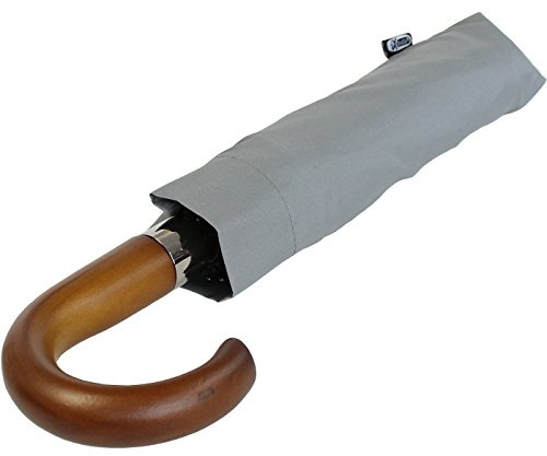 iX-brella - Regenschirm Herren XXL 121 cm Holzgriff Auf-Zu-Automatik - für zwei Personen business-grau