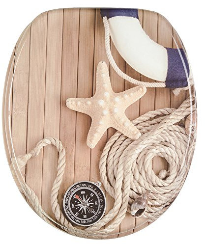 Sanilo WC Sitz ohne Absenkautomatik, hochwertiger Toilettendeckel, einfache Montage, stabile Scharniere, Maritime