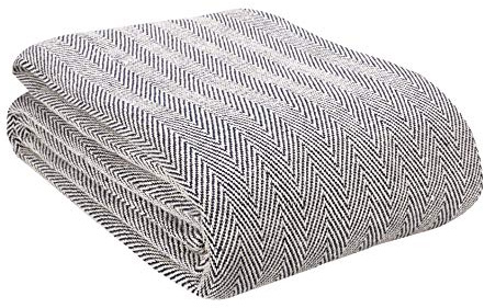 Glamburg 100% Soft and Breathable Cotton Thermal Blanket Queen Navy - Perfect for Layering Any Bed for All Season