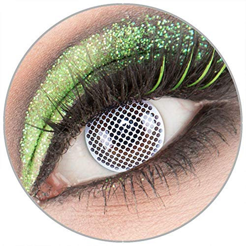 Farbige weiße weisse 'White Screen' Kontaktlinsen ohne Stärke 1 Paar Crazy Fun Kontaktlinsen mit Behälter zu Fasching Karneval Halloween - Topqualität von 'Giftauge'