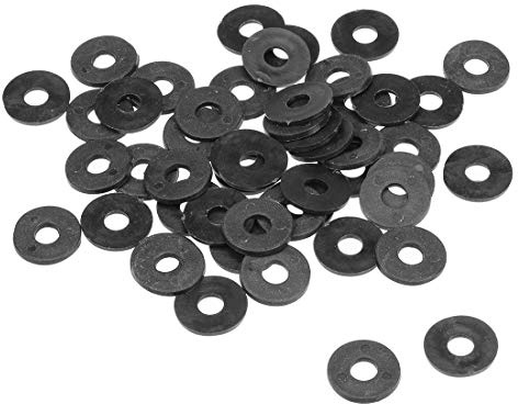 sourcing map 50Stk, Nylon Flache Unterlegscheiben M6 für 6 mm ID Schraubenbolzen 18 mm AD 1,5 mm Dick Distanzhülsen Dichtungsringe Beilagscheiben für Wasserhahn Rohr Wasserschlauch Schwarz