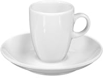 Seltmann Weiden VIP. Espressotasse mit Untertasse, 90 ml, Robustes Espressogeschirr in klassischem Weiß, Hohe Tasse, Porzellan, Spülmaschinen- & Mikrowellenfest