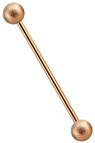 Industrial, Intim, Ohr Piercing 316L Stahl Stab 1,2 mm Rosegold mit Kugeln in Diamant Optik