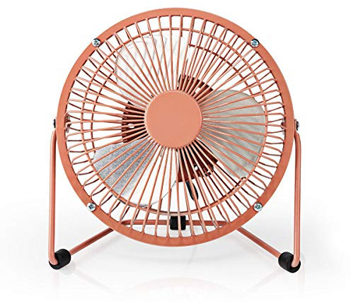 NEDIS Ventilador de mesa | Alimentación USB | Diámetro: 150 mm | 3 W | 1 Velocidad 1.00 m Vintage Rosa