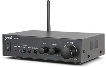 Dynavox Mini-Verstärker CS-PA8, Stereo Digital-Verstärker, schraubbare Anschluss-Terminals, integrierte BT-Antenne und Kopfhörer-Anschluss, schwarz