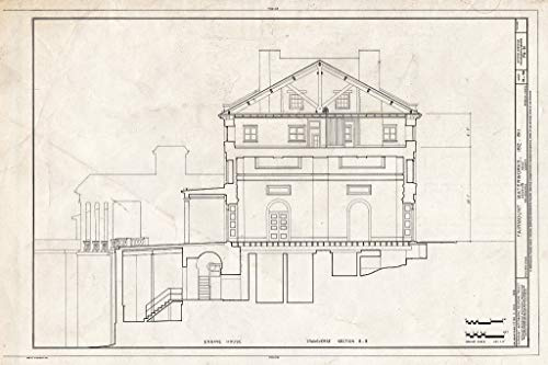 Historic Pictoric : Blueprint 18. Engine House Transverse Section B-B - Fairmount Waterworks, East Bank of Schuylkill River, Aquarium Drive, Philadelphia, Philadelphia County, PA 12in x 08in