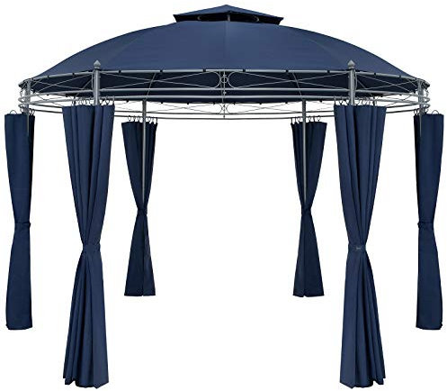 Casaria Pavillon Toscana Ø350cm métal Toile Hydrofuge Protection UV 50+ parois latérales tonnelle de Jardin Tente de réception pergola Bleu