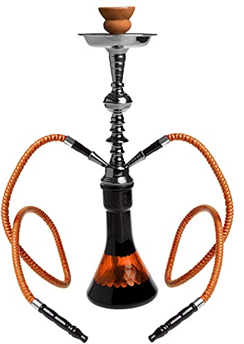 HIBRON Cachimba Grande 51cm Premium Kit Completo, con Cazoleta de Cerámica, 2 Mangueras y Base de Cristal Translúcido