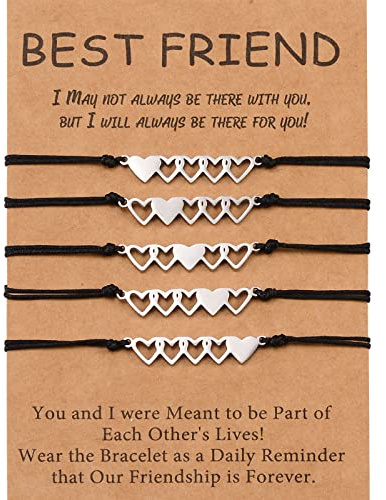 YELUWA 5 Pulseras de Amistad Para Mejores Amigas, Hermanas, Mejores Amigo, Corazón Larga Distancia, Hechas a Mano, Pulseras De Relación, Regalo de Cumpleaños Para Adolescentes, Niñas, Madres E Hija