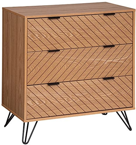Atmosphera - Kommode Naomi - 3 Schubladen - Holz und Metall - Beige