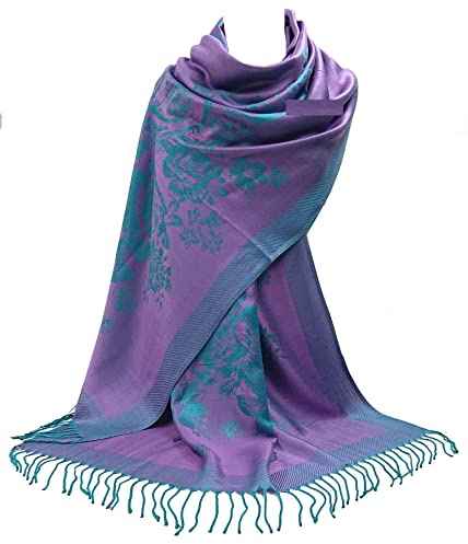 GFM® Pashmina Style Scarf Shawl in Feathers Floral Paisley (FRL4)