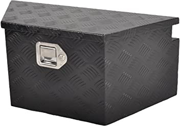 FGJQEFG 26 Inch Aluminum Utility Trailer Tongue Tool Box Wide Utility Trailer Tongue Toolbox RV Storage OrganizerTrailer Storage Tool Box With Lock & Keys Black,5 Bar Tread (26X13.3X12)
