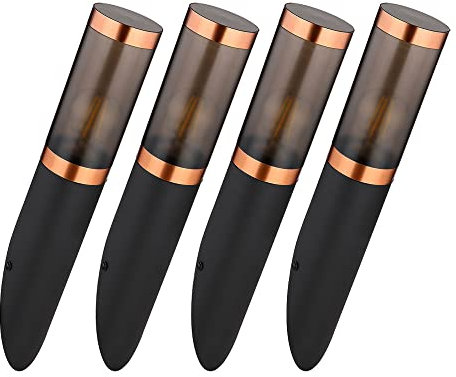 Wandleuchte Außenwandlampe Edelstahl Garten Lupfer rauch Wandlampe Fackel Aussen, schwarz rauch, 1x E27, BxH 7,6x41 cm, 4er Set