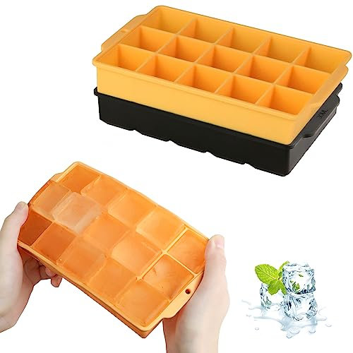 JOPHEK Moule à Glaçons, 2 Pièces 30 Compartiments Bac à Glaçons en Silicone, Glçons Carrés 3,5cm pour Cocktails, Whisky, Vin, Fruits, Purées de Fruits, Glaces