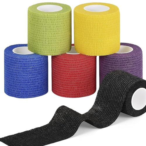 Sagafly 6Pcs Pet Vet Wrap Cohesive Bandages for Dogs Cats Horse Self Adherent Bandage for Wrist Ankle Self Adhesive Cohesive Dog Bandage Non-Woven Elastic Bandage Tape 5cm x 4.5m