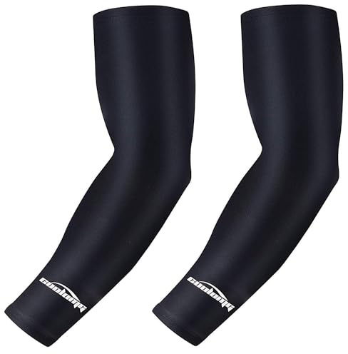 COOLOMG Manchettes de Bras Anti-UV Protection Manche de Bras Pour hommes femmes enfants pour volleyball baseball cyclisme et la course à pied noir M