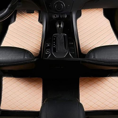 RWRAPS Auto Leder Fußmatten für OPEL Adam 2013-2021, Fussmatten Allwetter Wasserdicht Automatten rutschfeste Bodenmatten Teppiche Zubehör,D/Beige