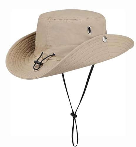 Rayson Sonnenhut Herren Damen Boonie Hut mit Breiter Krempe UV Schutz Fischerhut Faltbar Bucket Hut Sommer Safari Hut für Anglerhut Gartenhut(Beige)