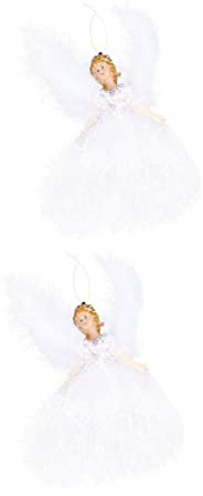 RORPOIR 2st Plüsch-Engel-anhänger Glasverzierungen Weihnachtsengel Ornamente Miniaturglas Christbaumpuppenschmuck Engelsbaumschmuck Dekor Kind Künstliche Feder Weiß Weihnachten Modell