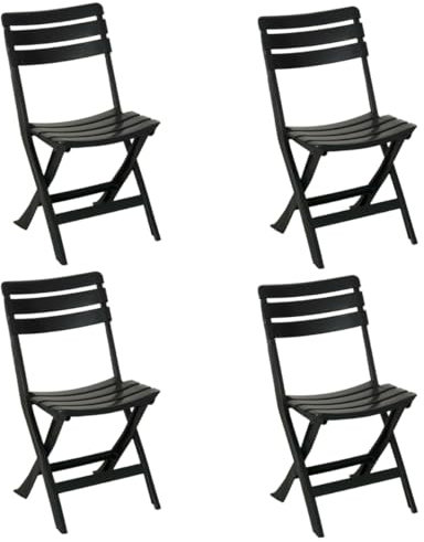 Tomaino - Sedie Pieghevoli da Esterno in Plastica - Set di 4 Sedie Pieghevoli Plastica Portatili Per Uso Esterno e Interno - Sedia Pieghevole Giardino, Balcone, Campeggio - Nero