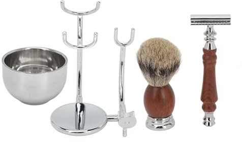 4-in-1-Rasierset Für Herren, Rasierpinsel Und Rasierschale, Rasierpinsel-Set, Altmodisches Rasierer-Set Für Herren, Bartpflege-Set, Bartbürste, Bartschneider, Trimm-Seifenschale, Bartschneider-Ständer