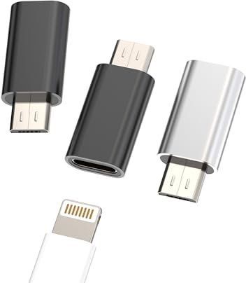 Micro USB Charging Adapter (3 pieces) Lightning Female to USB-Micro Male for iPhone Cable Socket Android Phone Plug Charger Accessories Data Sync Converter compatible with Samsung Galaxy S7 Active