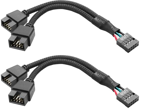 MEIRIYFA USB 2.0 9Pin Female to Dual 9Pin Male Extension Cable, Motherboard 9Pin USB2.0 to Dual 9Pin Male Splitter Cable Cord for Computer Internal Motherboard (15cm, 2Pcs)