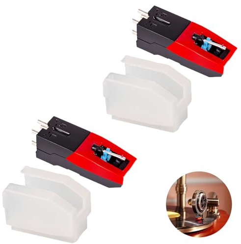 Lot de 4 aiguilles de rechange pour tourne-disque, stylet diamant de rechange, compatibles avec Jensen Crosley Phonographe avec stylet blanc (Aiguille04)