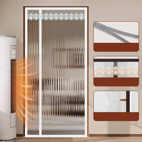 Magnetic Screen Door Mesh,Thermal Insulated Door Curtain Cold Proof Windproof Soundproof Black Out Curtains Temperature Protection Door Screen Privacy Door Cover