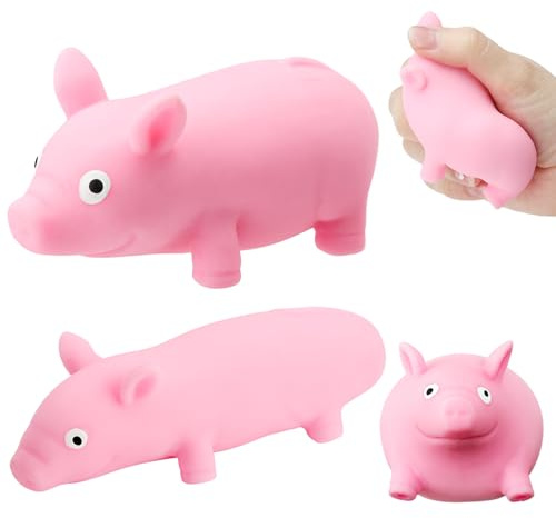 ZMDMAH Maiale Antistress 2 Pezzi, Piggy Squishy Antistress, Animaletti di Gomma per Bambini, Squishy gadget compleanno Fidget Toys, Giocattoli di Decompressione per Adulti, Bambini
